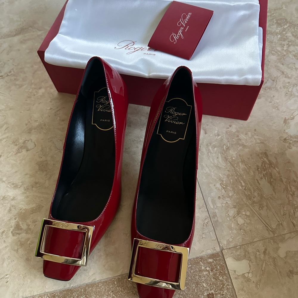 Roger Vivier Trompette Patent Leather Red Pumps